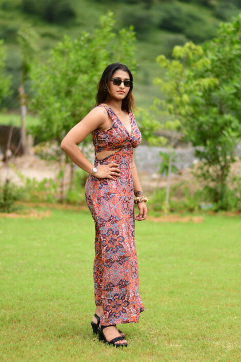 Women’s Casturi Silk Ring Dress – Long Printed Dress